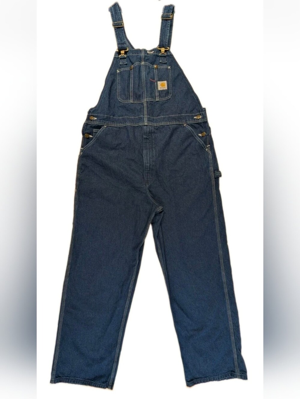 NWT Carhartt R07 DST Washed Denim Bib Overalls Men's Size 42x32 Blue Workwear